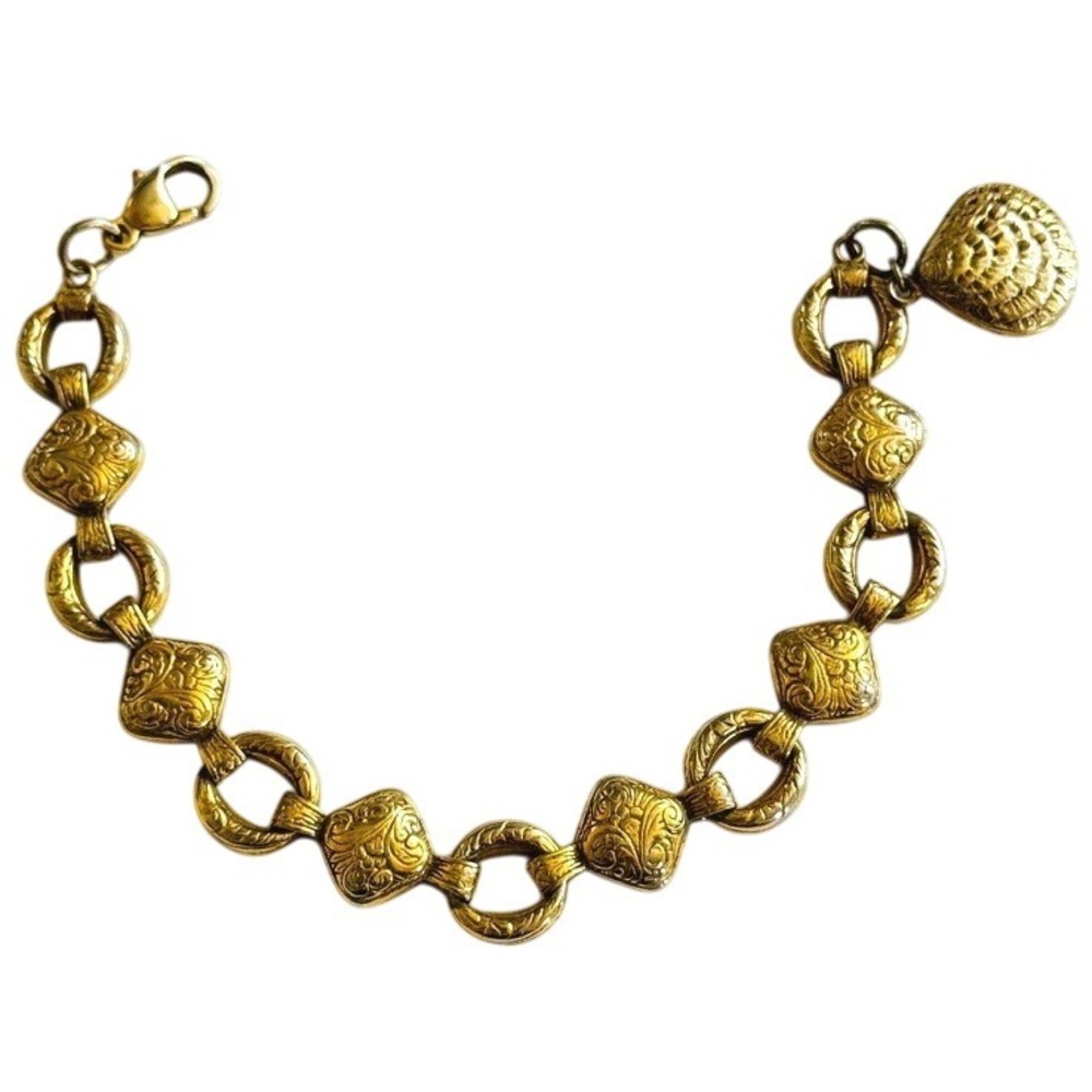 VTG Gold tone Museum of fine art MFA bracelet link ornate rare Statement 7.5"L
